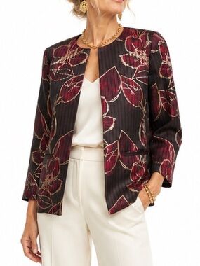 CHICOS ELEGANT FOILED FLORAL JACKET SZ MED NWTS!!